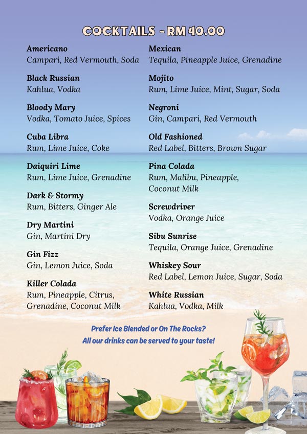 Cocktail RM40 Price List 